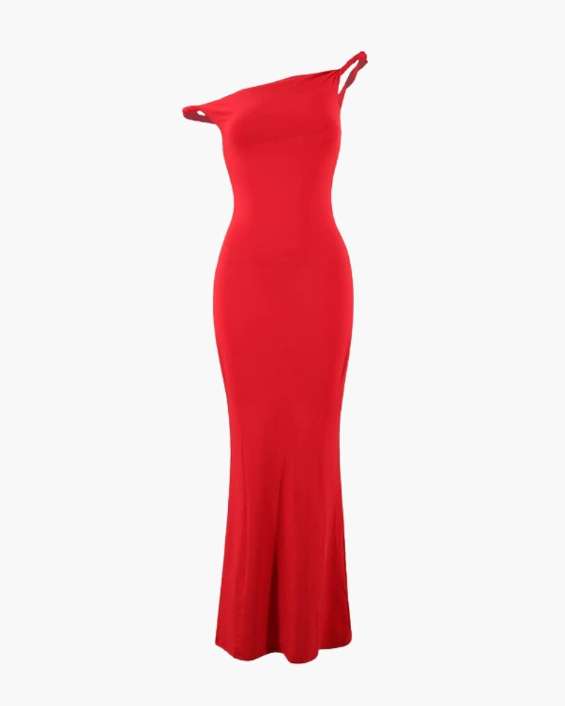 Figurbetontes One-Shoulder Maxikleid