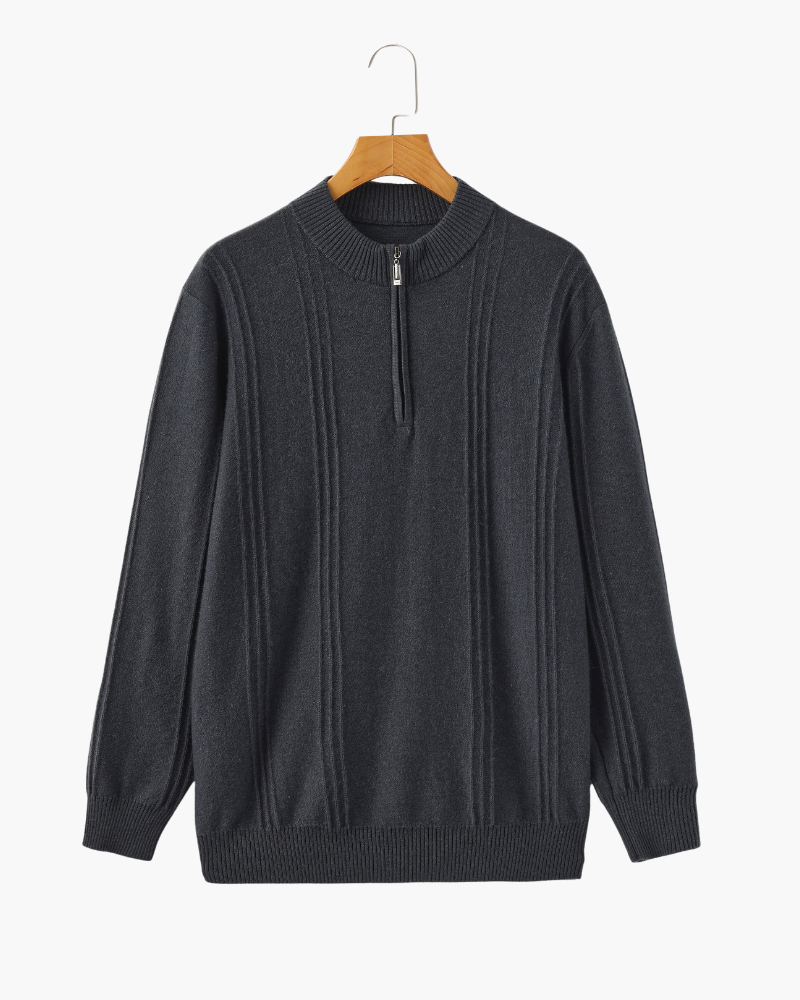 100% Cashmere gerippt Half-Zip