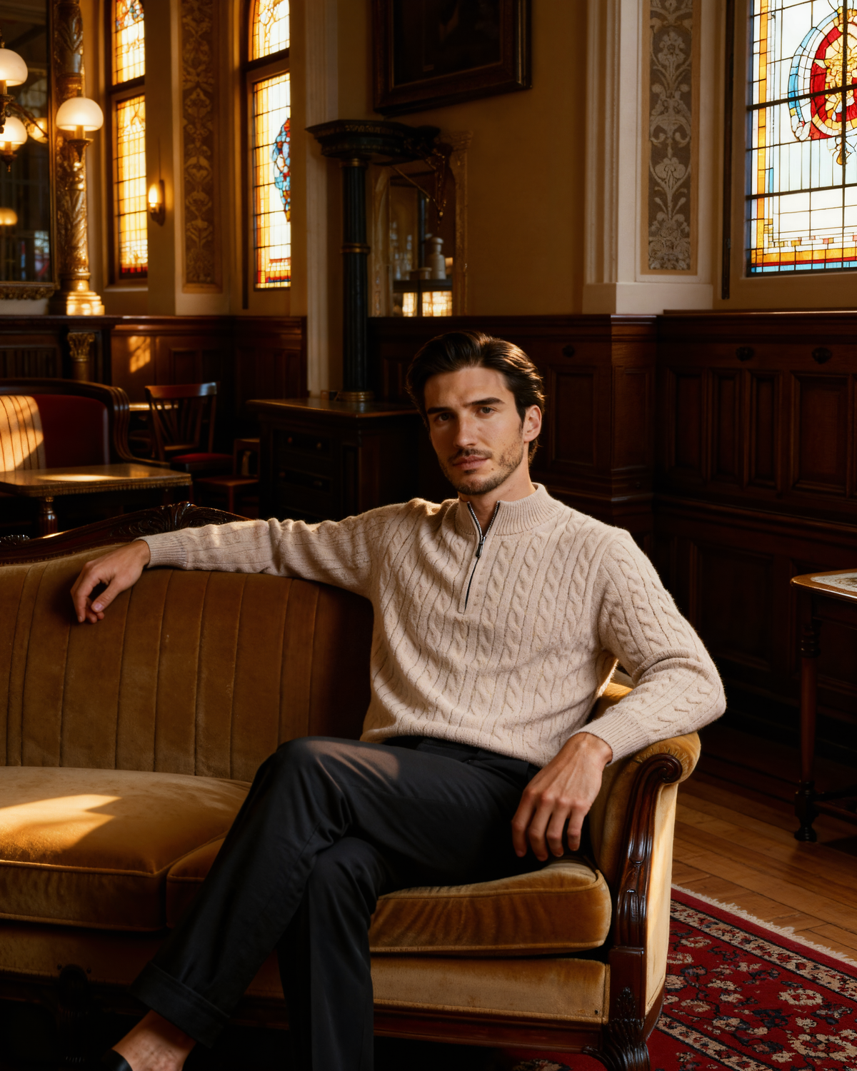 100% Cashmere Woven Half-Zip