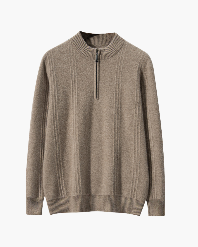 100% Cashmere gerippt Half-Zip