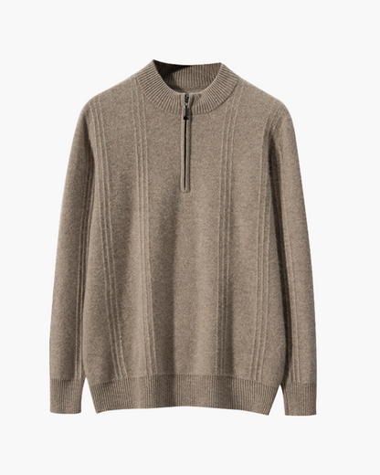 100% Cashmere gerippt Half-Zip
