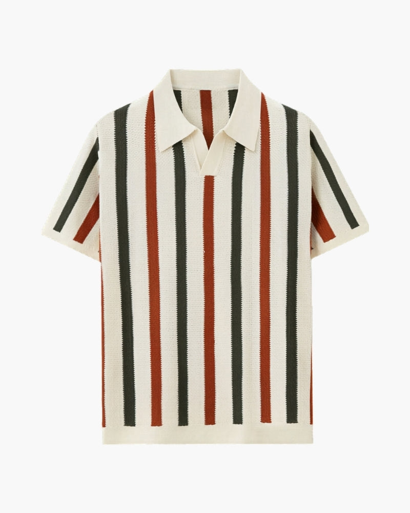 Resort Strick-Poloshirt mit Streifen