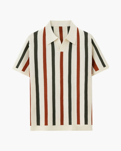 Resort Strick-Poloshirt mit Streifen
