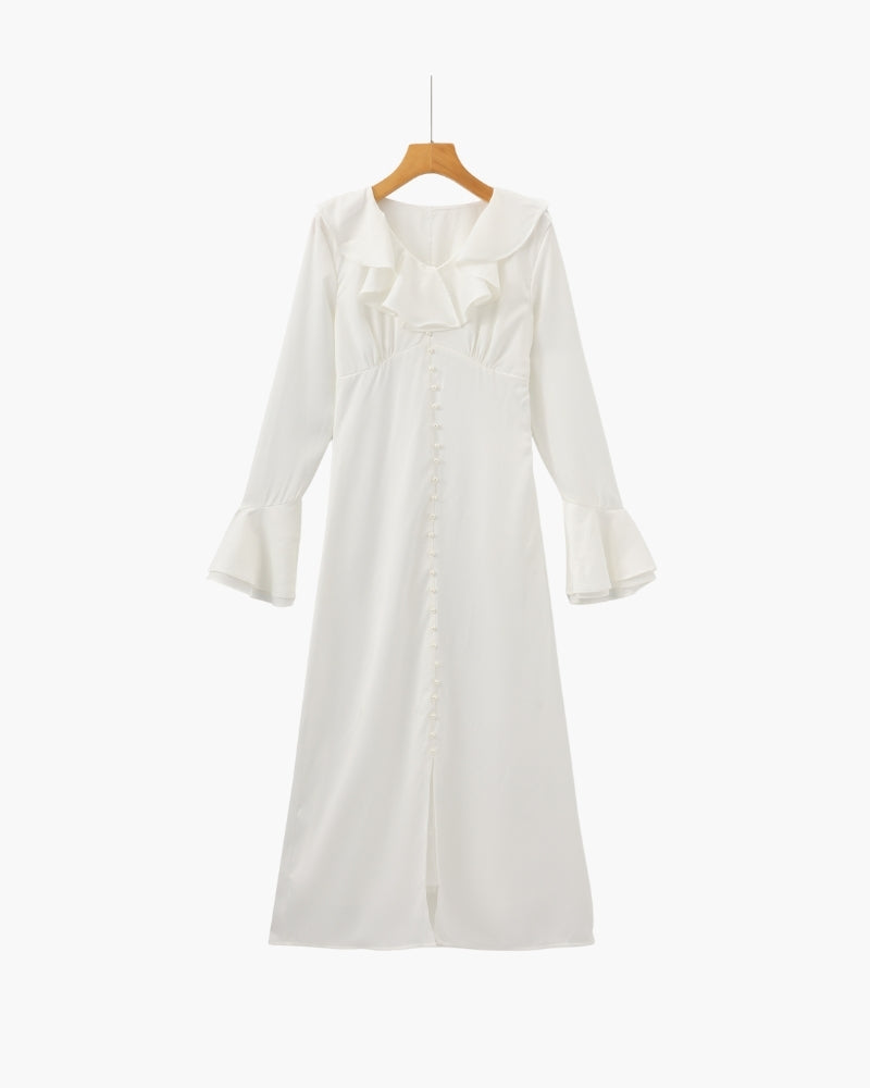 Midi-Kleid mit Perlenknöpfen