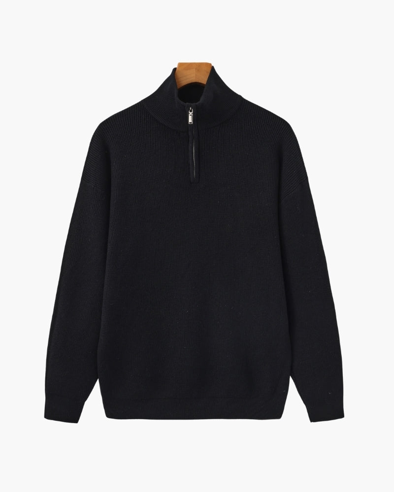 Raffinierter Half-Zip Strickpullover