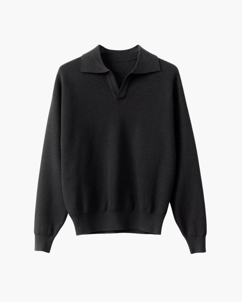 Textured Knit Polo Pullover