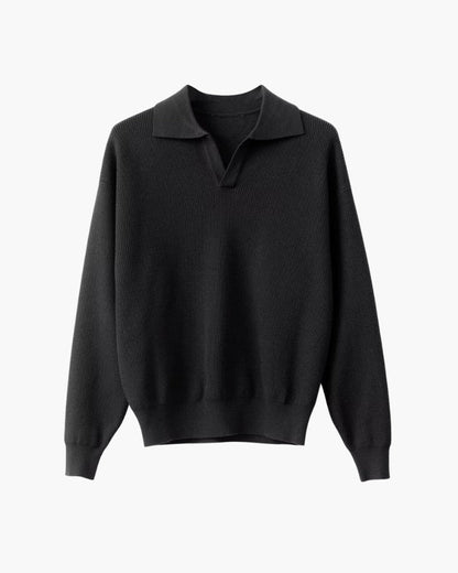 Textured Knit Polo Pullover