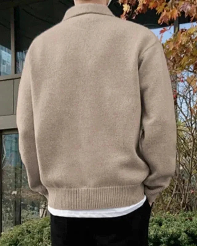 Woll-Half-Zip mit Knöpfen