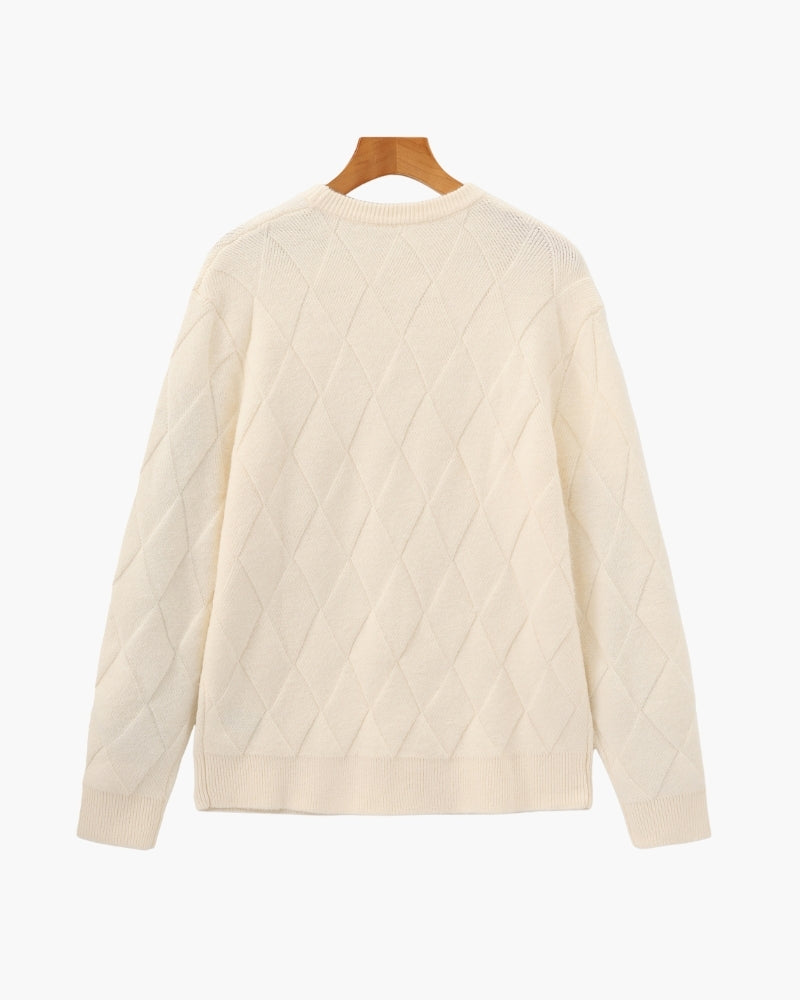 Diamond Knit Rundhals Pullover