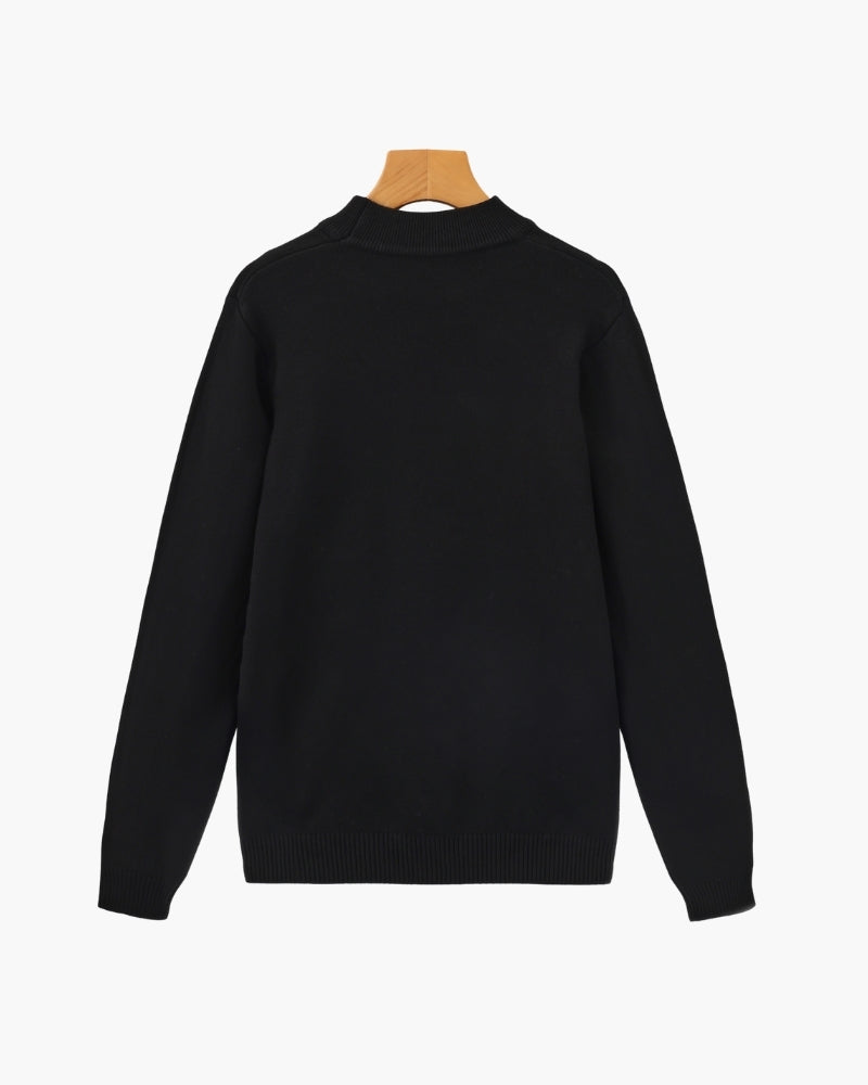 Gerippter Essential Stehkragen-Pullover