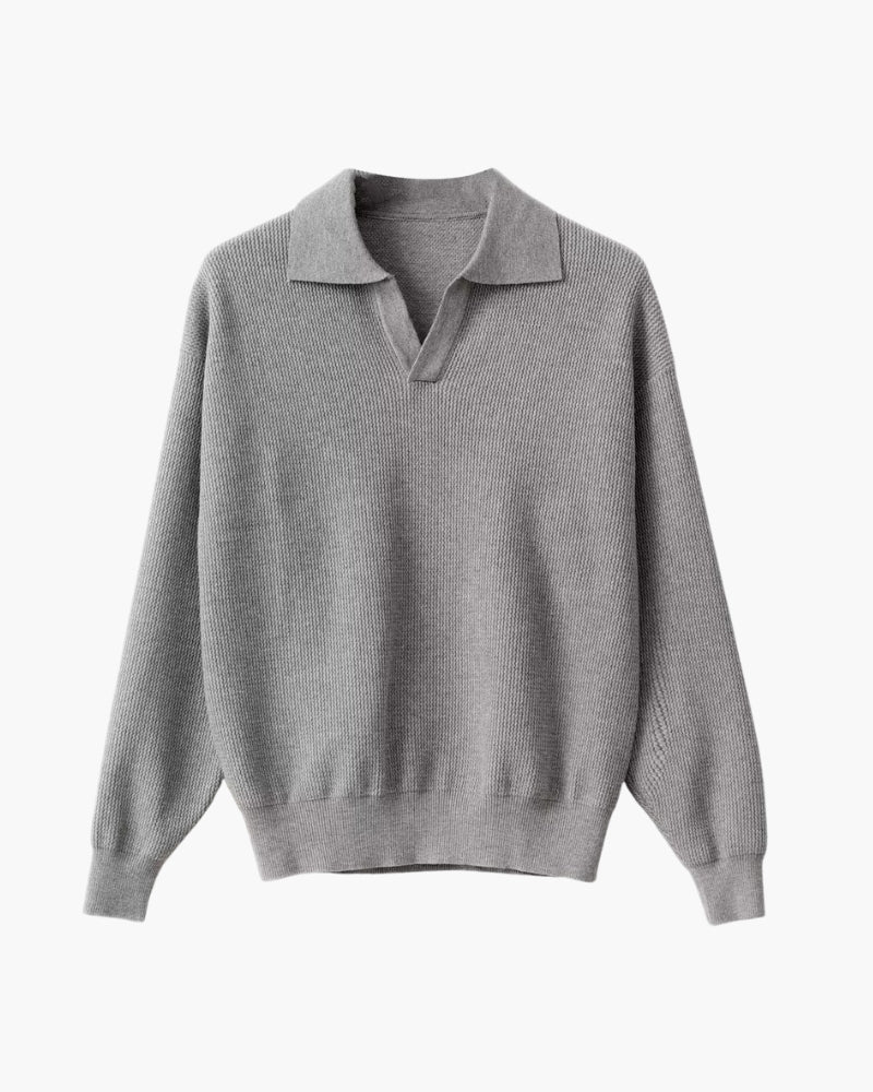 Textured Knit Polo Pullover