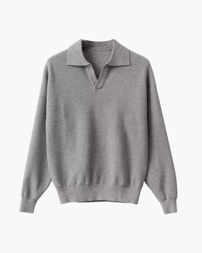 Textured Knit Polo Pullover