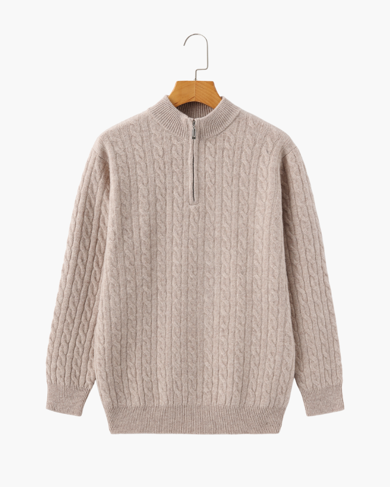 100% Cashmere Woven Half-Zip