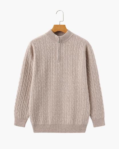 100% Cashmere Woven Half-Zip