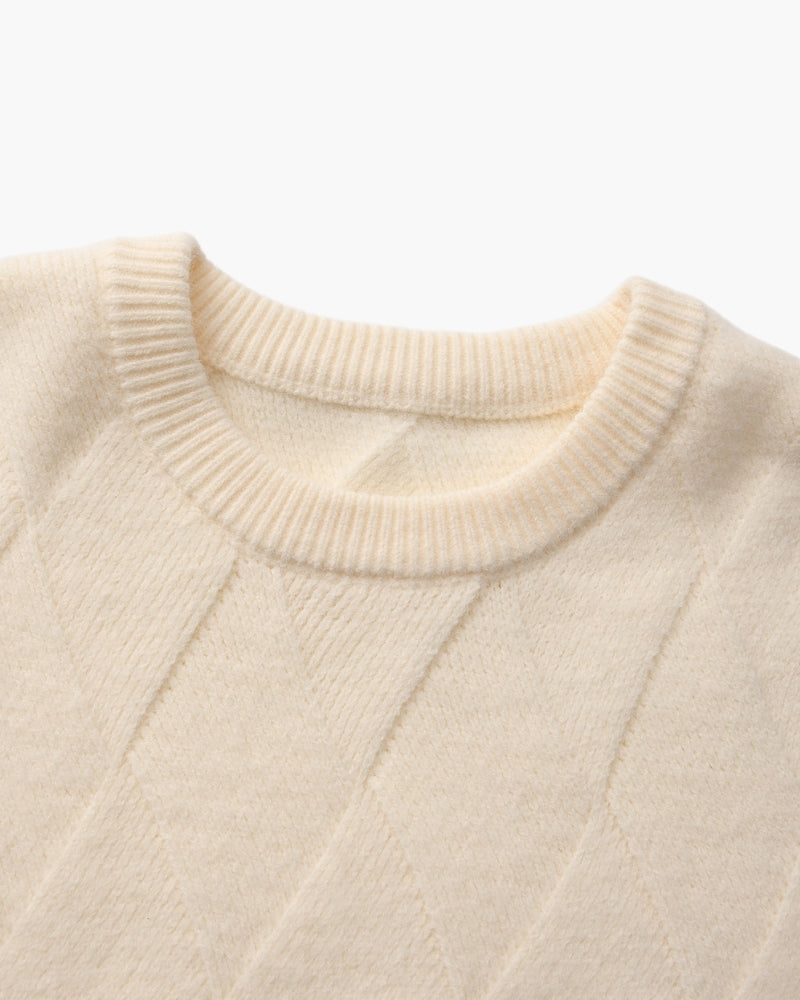 Diamond Knit Rundhals Pullover