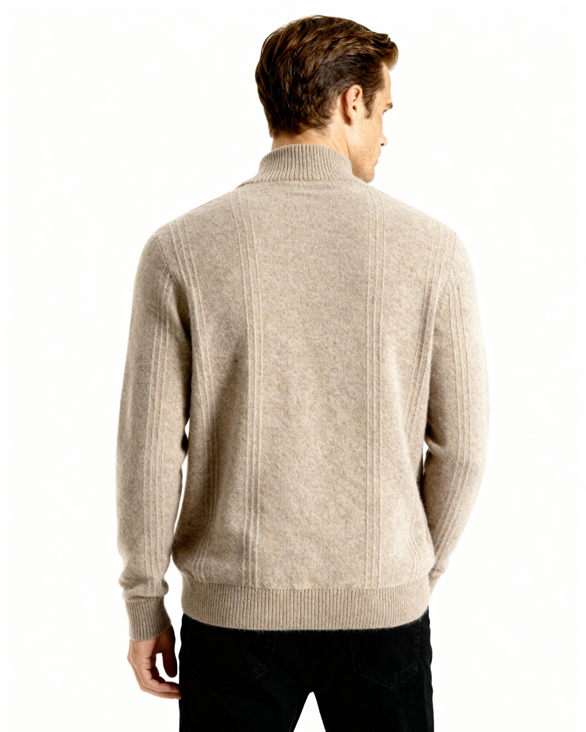 100% Cashmere gerippt Half-Zip